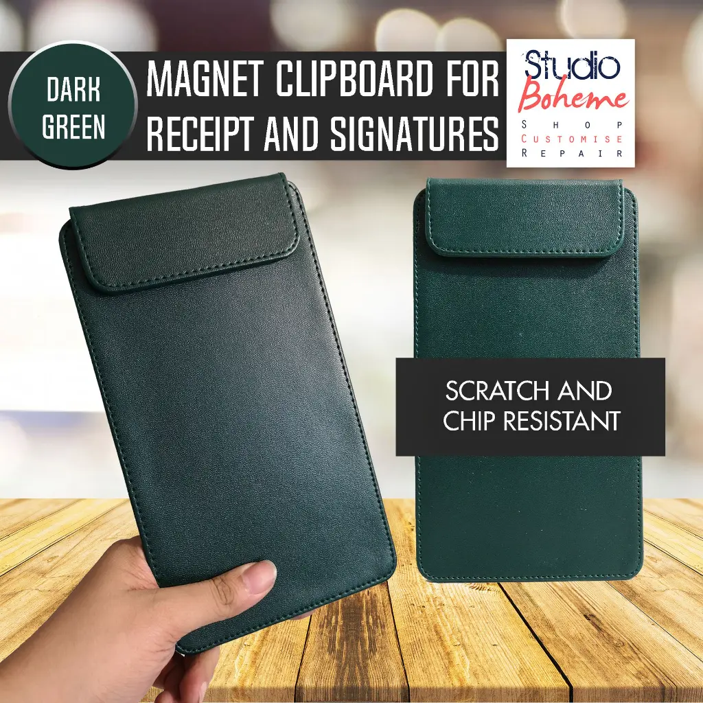 GREEN GORDON MAGNET CLIPBOARD BILL HOLDER OR SIGNATURE PAD FOR RESTAURANTS AND HOTELS.webp