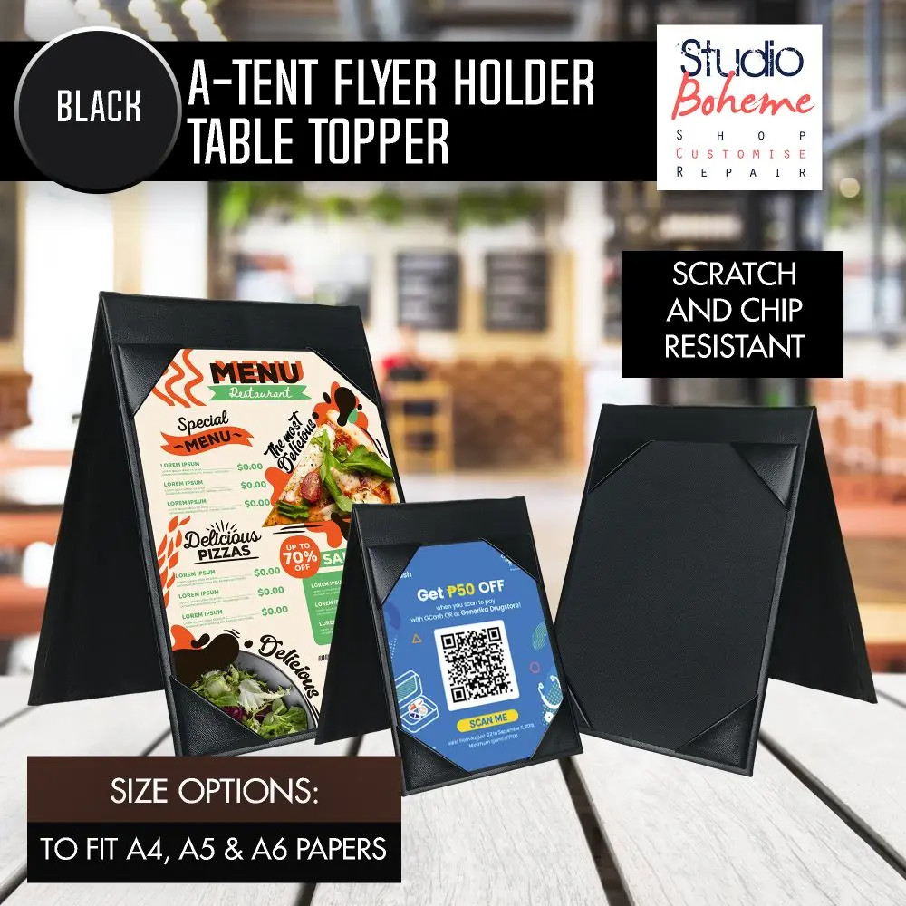 A Tent promo display dual slot table topper