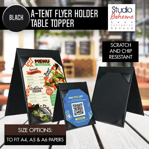A Tent promo display dual slot table topper